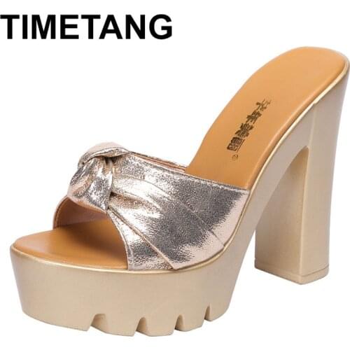 TIMETANGplatform slides summer shoes 2020 open toe high heels slippers ladies party office slipper shoes big size 33-43