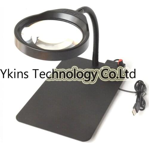 USB Desktop magnifier 3X 5X 8X 10X magnifying glass table machine 36LED light magnifier for reading repairing and inspection