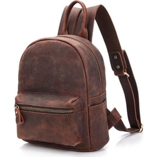 New Size Vintage Mini Women Genuine Leather High Quality Cowhide Small Backpack Ladies Travel Bag Casual Girl School Bag