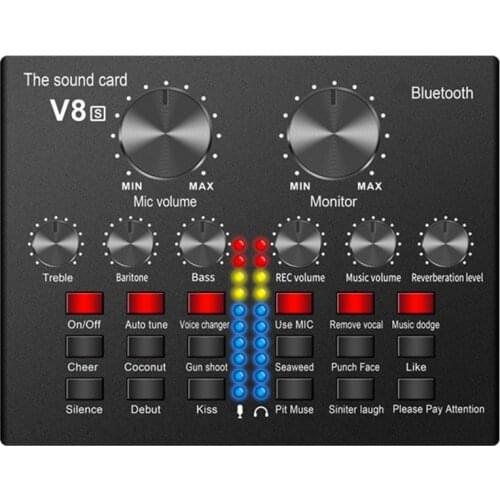 V8S Live External Bluetooth Sound Card SmartPhone Voice Changer 12 Kinds of Sound Effects 4 Mods for Android IOS Phone