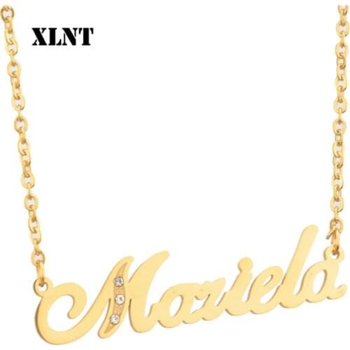 XLNT Mariela Name Necklace Handmade Custom Name Personalized Necklaces for Women Men Stainless Steel Statement Choker Bijoux