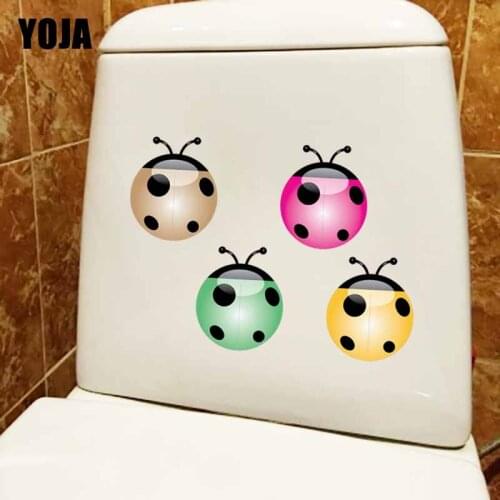 YOJA 23.1X17.3CM Lovely Ladybug Toilet Decal Home Decor Wall Sticker Cartoon Animal Modern Art T5-1095