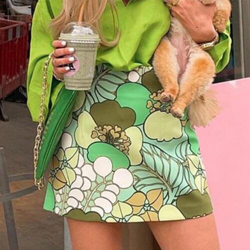 Floral Mini Skirts Y2k Vintage Elegant Short Skirts Women High Waisted Skirts Harajuku Fashion Streetwear Summer Skirt