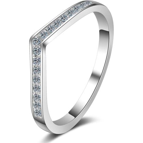 925 Sterling Silver Cute Small Moissanite Ring Perfect Cut Passed Diamond Test V Shape Party Ring Women Fashion Jewelry Gift