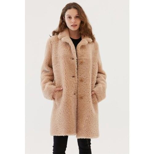 Womens Classic Shearling Coat Turkey Fur Coat Long Leather Jacket Womens Wool Coat Warmest Winter Coats