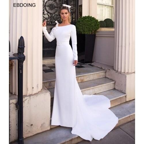 Vestidos De Novia Elegant Mermaid Wedding Dress Boat Neck Neckline Sexy Backless Bride Dress Plus Size Wedding Party Gown