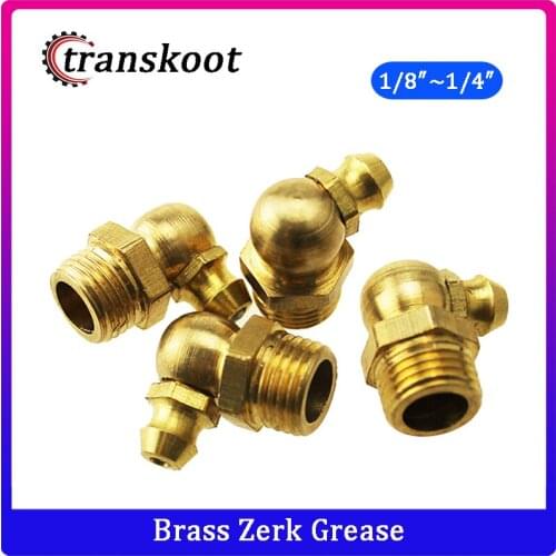 1/4"-28 1/4"-27 1/8"-27 1/4"-19 SAE Standard 90 Degree Hydraulic Brass Zerk Oil Grease Fitting for Oil Gun or Car Repair