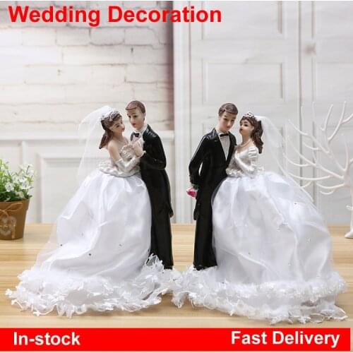 13cm 23cm Resin Wedding Couple Doll Figurines Romantic Wedding Ornament Europe Wedding Figures Sweet Home Accessories