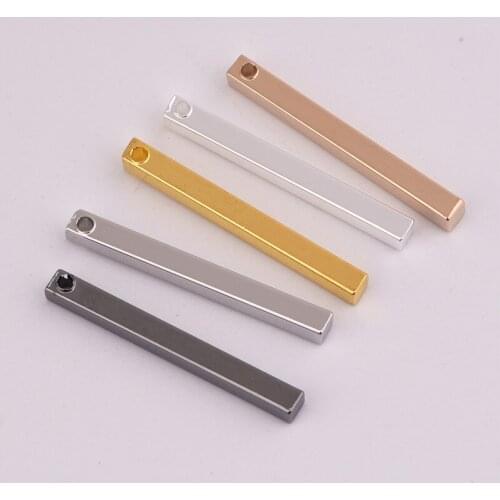 2.5*25mm 50pcs Copper Material gold Blank bar charm Simple Bar charm Long Strip for necklace Pendant for DIY
