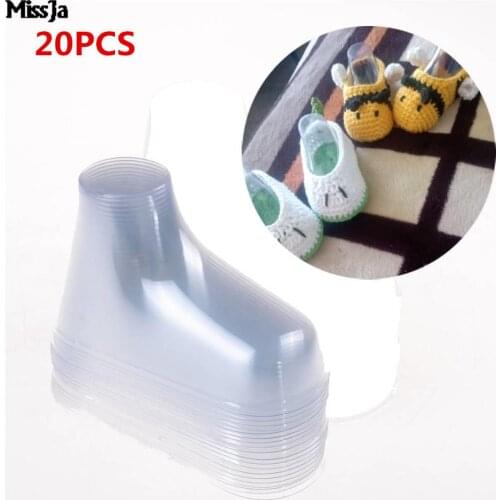 20Pcs 9cm Baby Booties Moulds Plastic Transparent Foot Model Sock Molds Paste Extrusion Display Gift Shoe Packaging