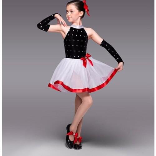 2018 Childrens New Ballet Uniforms Velvet Dance Skirt Girls Stage Dancing Dress Kids Dancing Competition Skirt Suit B-2438
