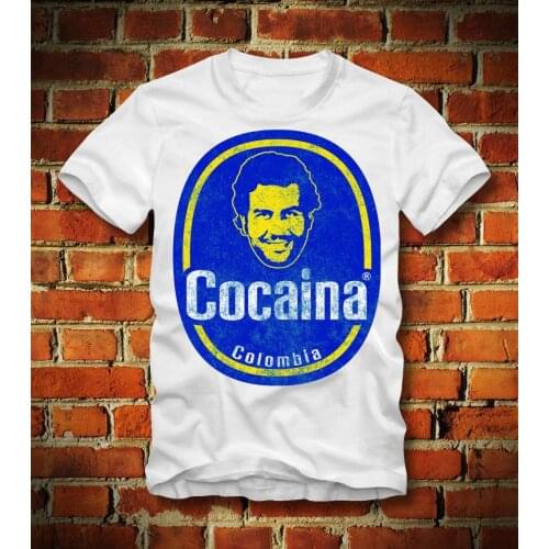 2019 Hot Sale 100% cotton T SHIRT KOKAIN PABLO ESCOBAR MONTANA SCARFACE CHAPO DROGEN Tee shirt