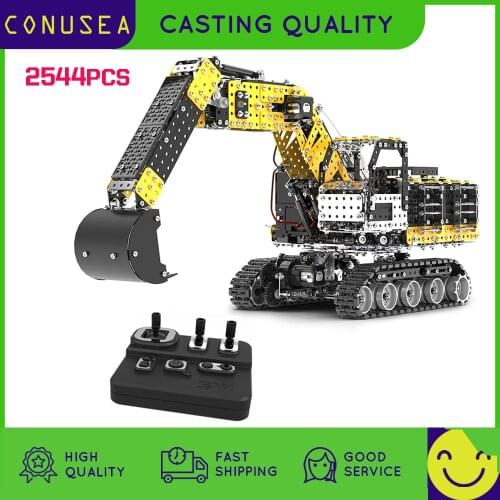 2544Pcs Diy Building Block Set Alloy 12 Ch 2.4G Remote Control Excavator Truck Caterpillar Radio Controlled Car Toys for Boys