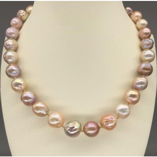 Free Shipping >baroque 18" AAA 13X11MM SOUTH SEA NATURAL multicolor PEARL NECKLACE CLASP