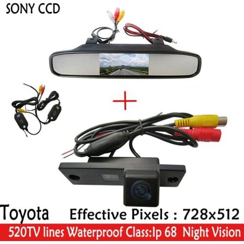 Wireless 4.3' LCD Car Rear View Mirror Monitor Parking+Car Rearview Reverse SONY Camera for Toyota 4Runner Land Cruiser Prado