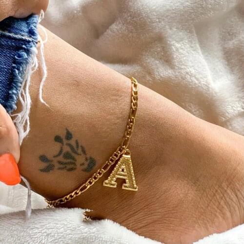 Ankle bracelet Initial Anklets Bracelets For Women Charm alphabet boho bracelet on the leg Stainless Steel Gold Chain jewerly