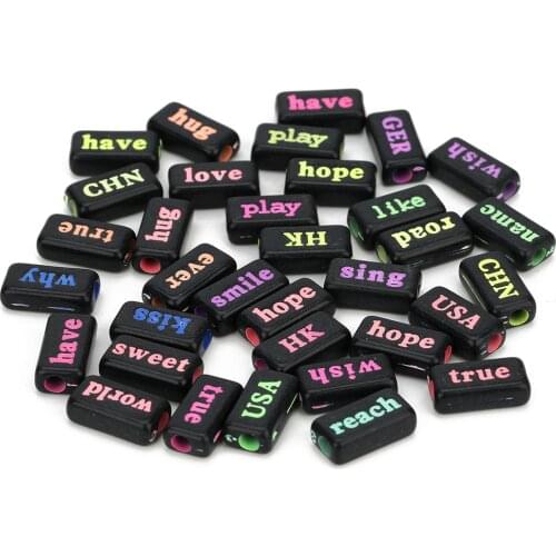 20pcs Random Acrylic Letter English Words Spacer Beads For Jewelry Making Handmade Diy Bracelet Necklace Childrens Teaching