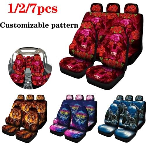 Aimaao Rose Skull Printing Car Seat Cover Fit Most Cars For Honda Crv VW Camry 40 Hyundai Ix35 Fit I30 Audi A4 A5 Sportback