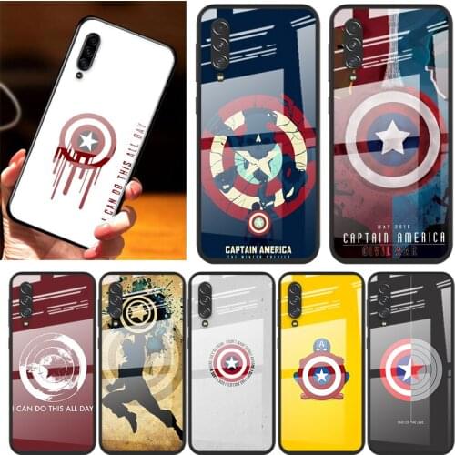 Captain America Shield For Samsung Note 20 10 9 8 Ultra Lite Plus 5G A70 A50 A40 A30 A20 A10 Tempered Glass Phone Case