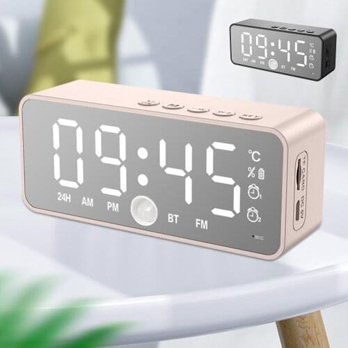 Digital Alarm Clock Mirror LED Night Lights Thermometer Wall Clock Lamp Square Rectangle Multi-function Desk Clocks USB