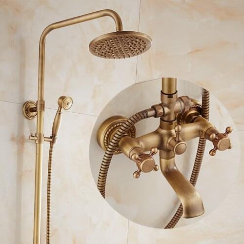 Dofaso antique Old-style bathroom Shower Set Rain Shower Nozzle Retro Porcelain Tap Toilet Complete Copper Shower bath