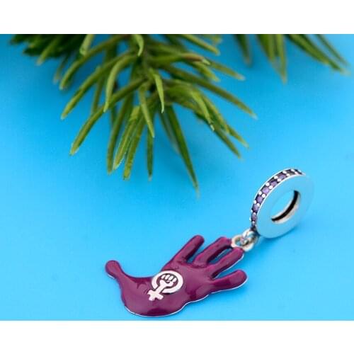 FC Jewelry Fit Original Pandora Charm Bracelet 925 Stegling Silver Equal Feminist Hands Bead For Making Women Berloque 2021 New