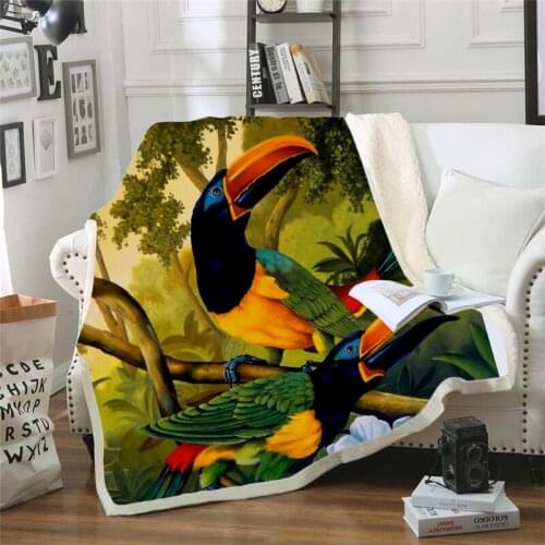 Parrots 3D Printed Fleece Blanket for Beds Thick Quilt Fashion Bedspread Sherpa Throw Blanket Adults Kids 12