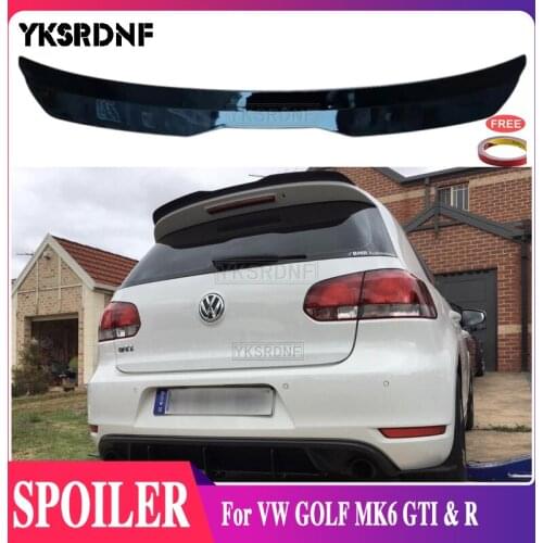 Glossy Black Rear Roof Lip Spoiler For VW GOLF MK6 GTI & R 2008 - 2012 Hatchback Spoiler ABS Plastic Car Tail Wing Decoration