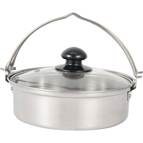 2-3 People Outdoor Camping Stock Pot Stainless Steel Stockpot Hanging Pots for Picnic Cookware Tableware Outdoor Camping Tools