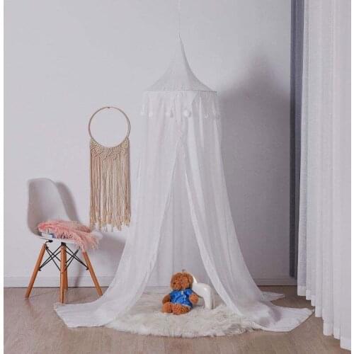 INS Chiffon Fabric Wool Ball Dome Mosquito Net Three-Door Crib Curtain ChildrenS Room Hanging Game Tent Home Decor Mosquito Net