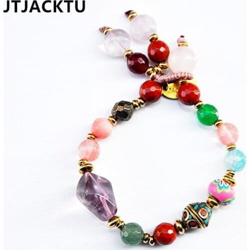 JTJACKTU red stone mix natural stone pendant bracelet for woman