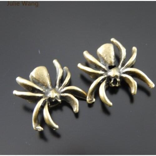 Julie Wang 10pcs Charms Antique Bronze Ancient Alloy Spider Pendant Handmade Hanging Crafts Jewelry Making Accessories