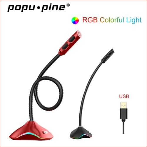PopuPine Computer Microphone 360° Adjust Studio Speech Microphone Gaming Chatting USB Microphone Desktop PC Laptop
