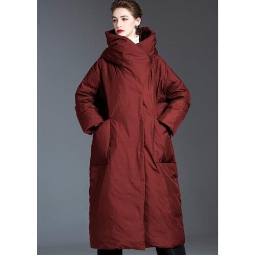 Obrix Fashionable Warm Winter Female Jacket Duck Down Long Parka Loose Fit Hooded Coat For Women