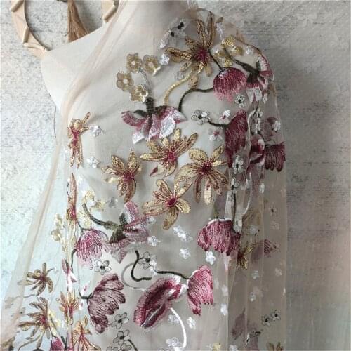Hot Sale Fashion Flower Net Embroidered Lace Fabric African Lace Material Sew On Wedding Dress Clothes Fabric Diy Sell By Yard