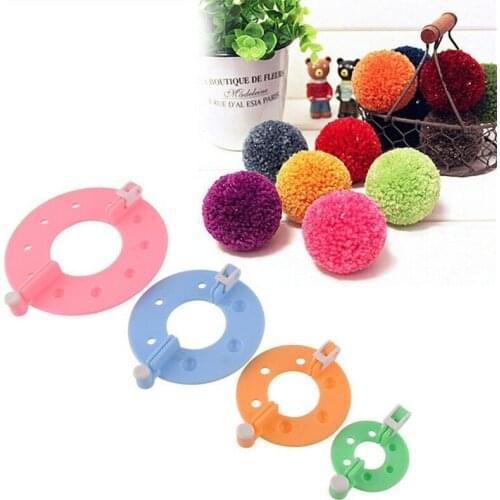 1Set 4 Sizes Fluff Ball Maker Knitting Tools Yarn Pompon Braiding Machine Wool Plush Bobbles Weaving Loom Kit DIY Craft Supplies