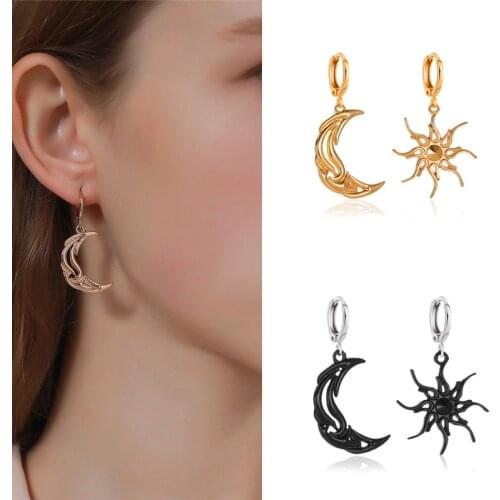 Fashion Abstractionism Moon Star Pendant Earrings For Women Girls New Design Geometric Charms Stud Ear Jewelry Party Gifts