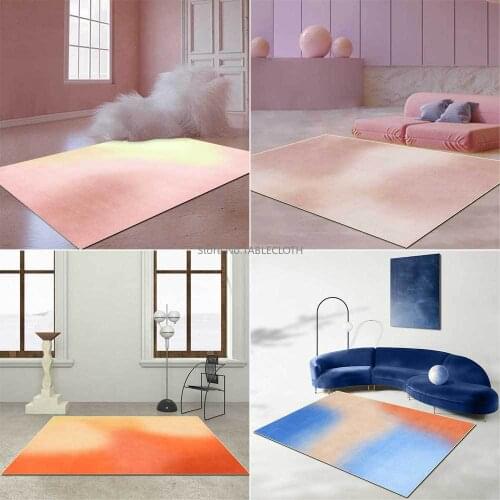 Fashion Abstract Smudge Atmosphere Color Red Yellow Orange Powder Blue Imitation Cashmere Living Room Bedroom Bedside Carpet
