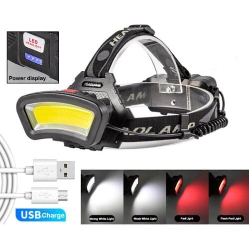 Powerful COB LED Headlamp head Flashlight Headlight USB Head Lamp Lighting lampe frontale Light Torches Lamp 18650 battery