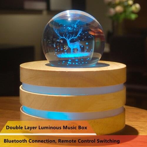 Fancy Lighting Crystal Ball Base Charging Remote Control Solid Wood Colorful Light Source Novelty Childrens Lamp Led Lights New