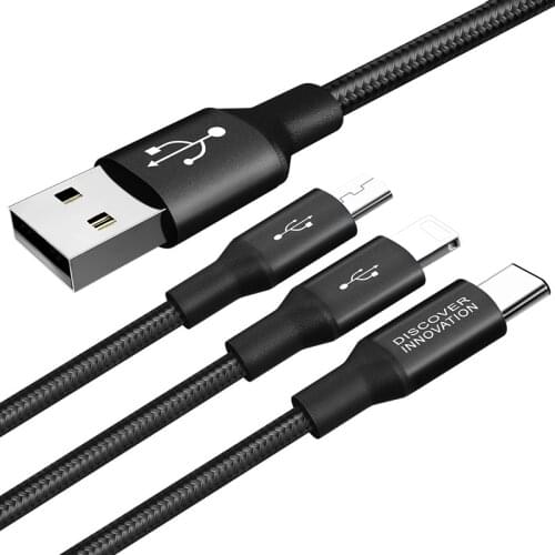 NILLKIN 3 in 1 USB Cable for Xiaomi for Huawei for Samsung USB Micro Type C Lightning for iPhone USB Charging Cable 1m + 0.5m