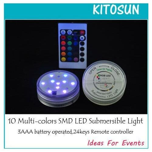 2014 New Sale free Shipping 4pcs Multi Colors 10 Led Light Remote Control Submersible Waterproof Wedding Floralytes Decoration