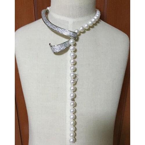 New design round 10-11 mmsouth sea white pearl necklace 24 inch