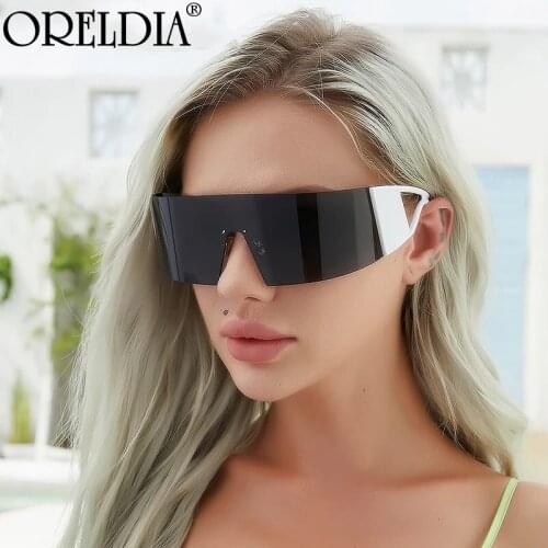 Oversized One-piece Sunglasses Goggles 2021 Women Men Fashion Rimless Sun Glasses Female Brand Designer Vintage Eyewear UV400