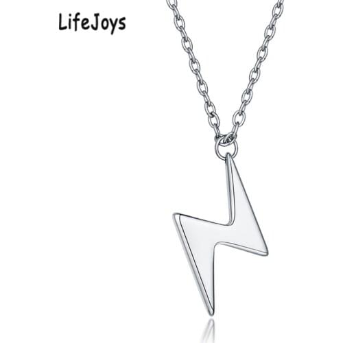 Lightning Pendant Necklace Stainless Steel Thunder Lightning Bolt Necklace Protection Jewelry Flash Charm For Women Men Gifts
