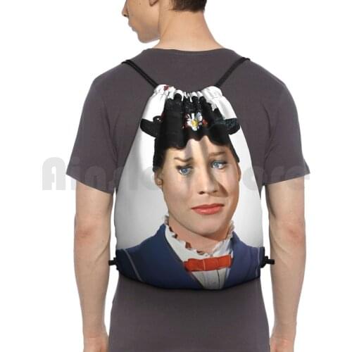 Practically Perfect Backpack Drawstring Bag Riding Climbing Gym Bag Movies Vintage Julie Andrews Flower Fancy Retro