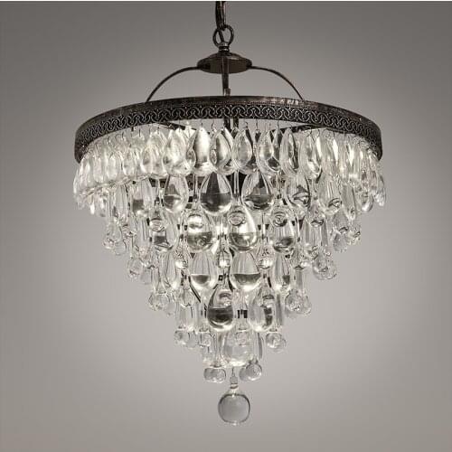 Industrial Vintage High-end Luxury K9 Crystal Chandelier Villa Hotel Decorative Lighting Ceiling Lamp Hotel Droplight Cafe