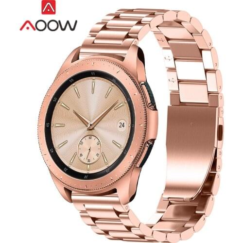 3 Pointer Stainless Steel Watchband 18mm 20mm 22mm for Samsung Galaxy Watch 42mm 46mm SM-R800 SM-R810 Rose Gold Metal Strap Band