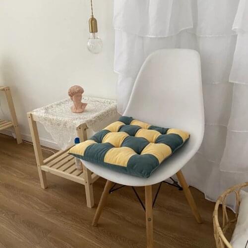 Grid Pearl Wool Comfort Seat Cushion Thicken Tatami Dining Chair Solid Color Home Decorative Sitting Sofa Pillows