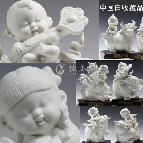 Cute boy ceramic crafts entrance Feng Shui TV cabinet cattle pig elephant toad fish animal ornaments kylin